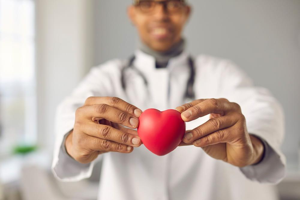 Physician holding a foam heart